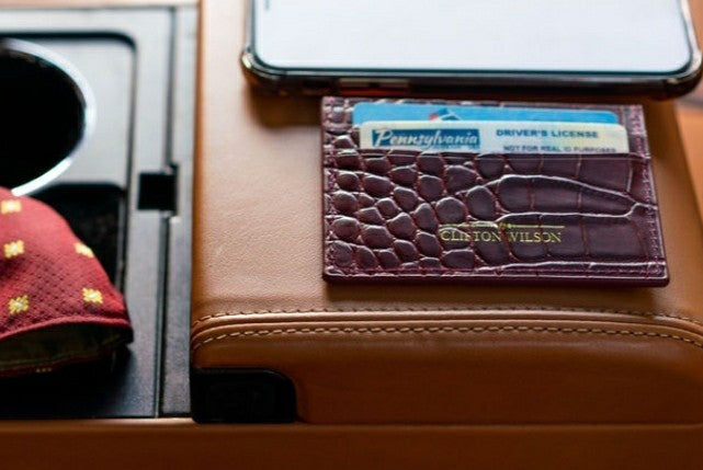LEATHER CROCODILE EMBOSSED CARD HOLDER – Clifton Wilson