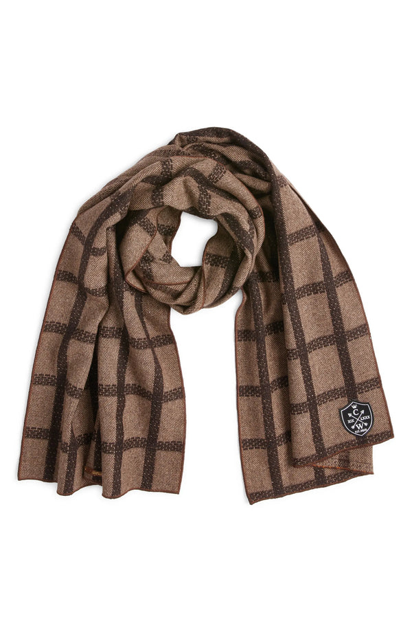 Brown Tartan Wool Scarf