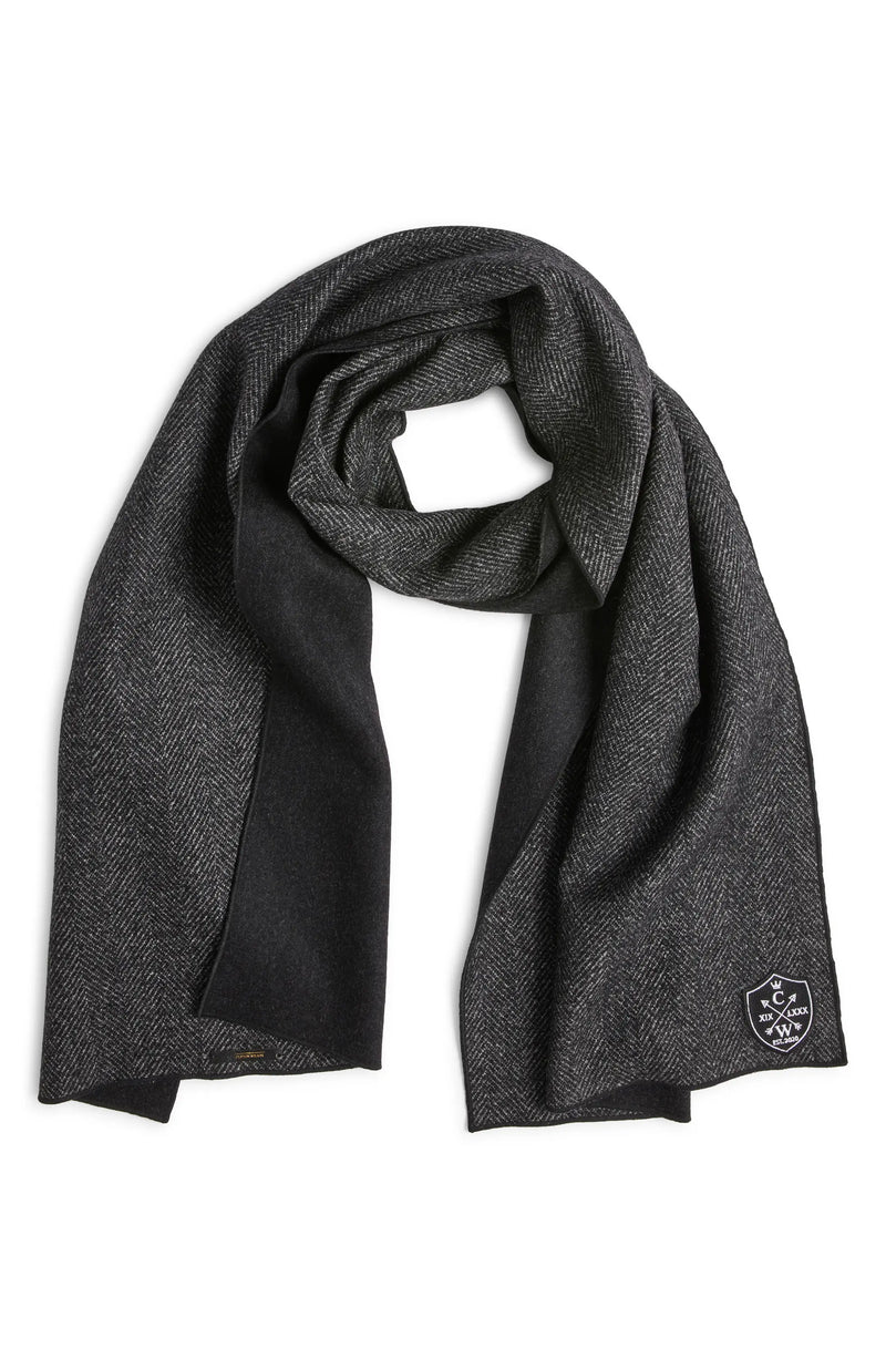 Charcoal Herringbone Double Faced Wool Scarf