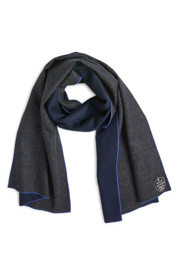 Charcoal Glen Check Double Faced Wool Scarf