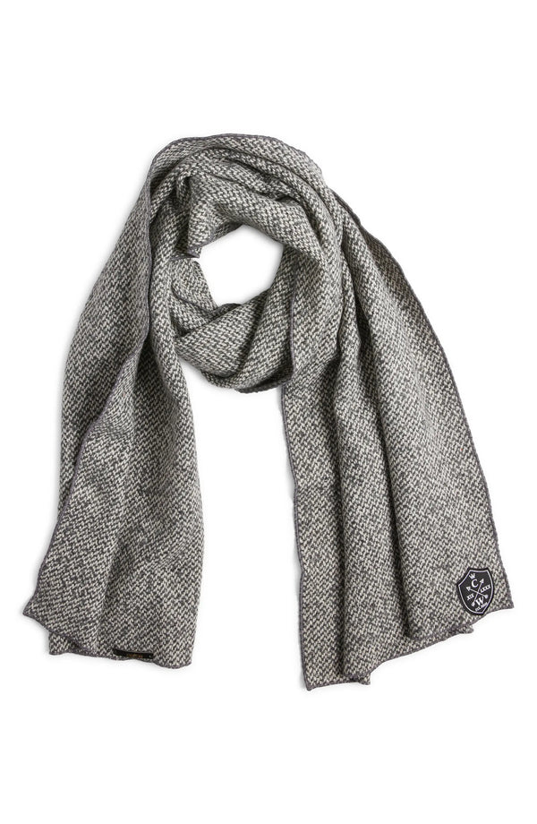 Gray and White Wool Scarf