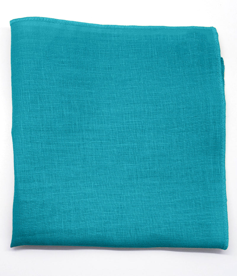 Turquoise Linen Pocket Square