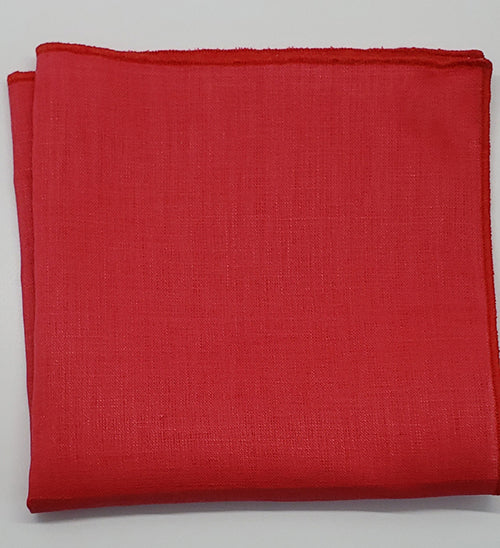 Red Linen Pocket Square