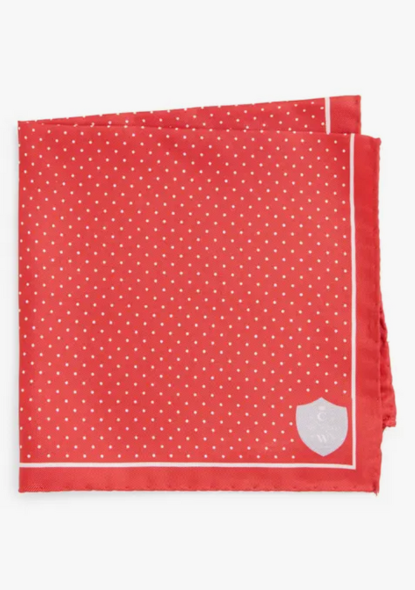 Red White Polkadot Silk Pocket Square