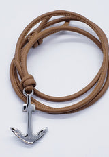 Leather wrap anchor bracelet